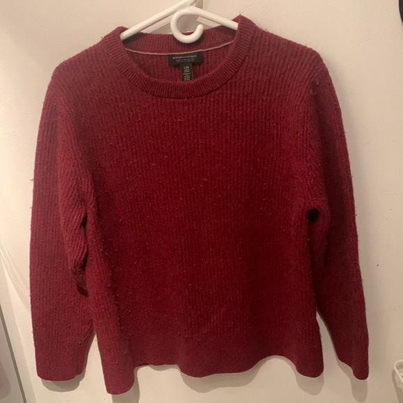 Gorgeous Banana Republic Red Italian Wool Crewneck Sweater SZ Large - Picture 1 of 4